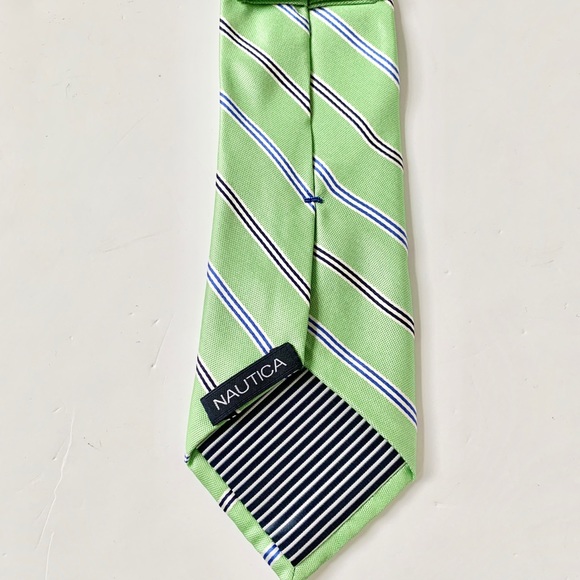 Nautica Men’s Tie Striped Green Blue Navy - Picture 4 of 6